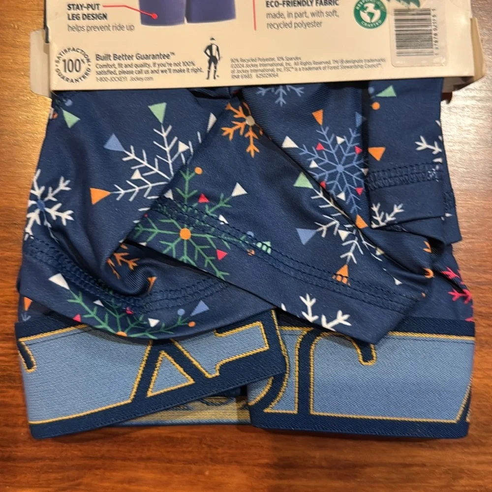 NWT Jockey Active Microfiber Boxer Brief 5” Inseam 1 Pair Small 28-30” Snowflake